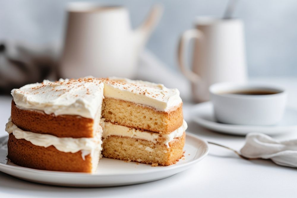 Classic Vanilla cake dessert cream food. AI generated Image by rawpixel.
