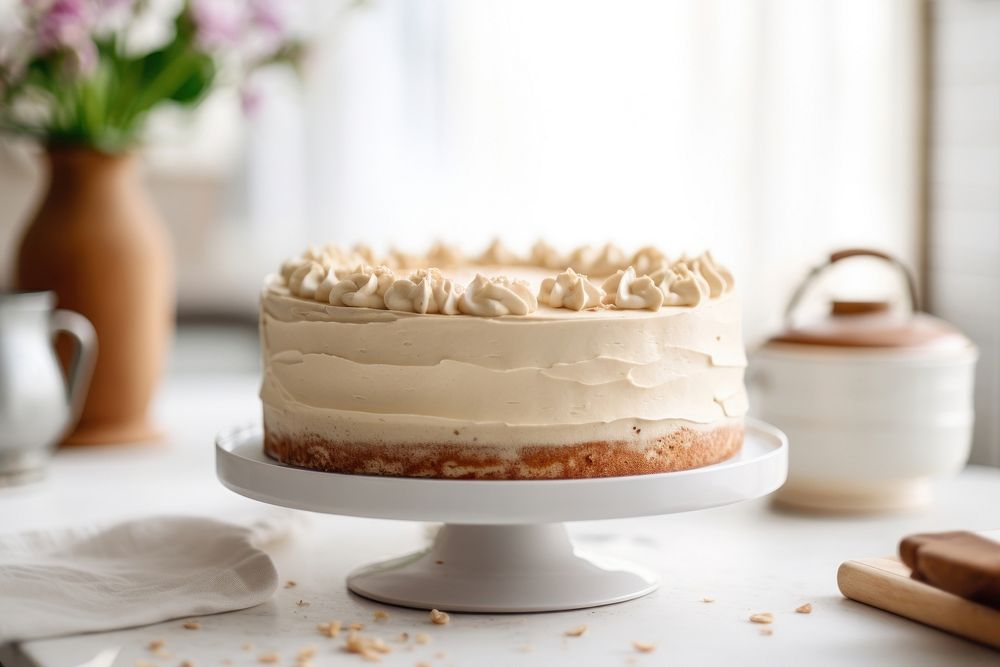 Classic Vanilla cake cheesecake dessert cream. AI generated Image by rawpixel.