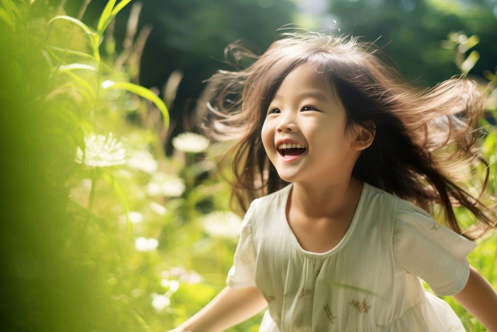 Little asian girl smile laughing happy. AI generated Image by rawpixel.