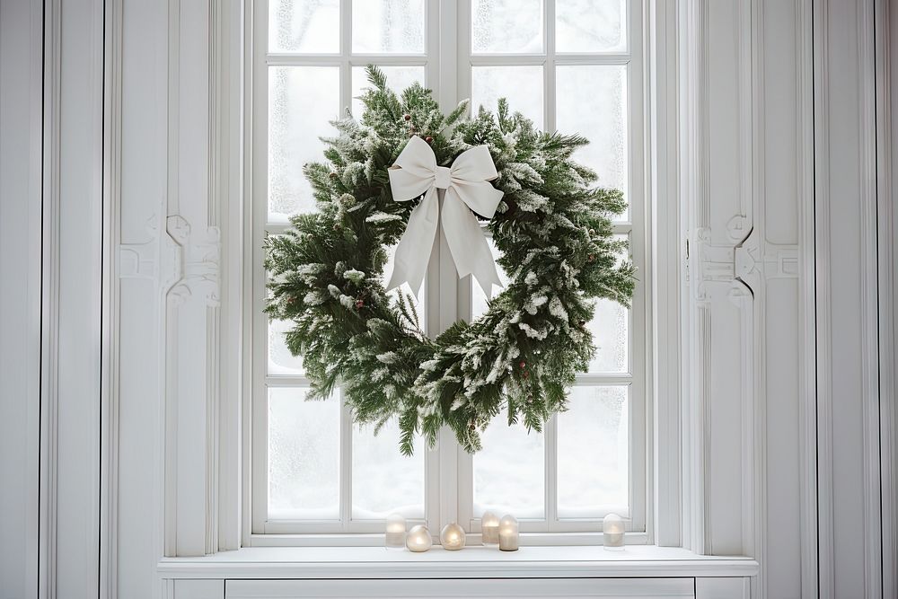 Christmas wreath christmas window plant. AI generated Image by rawpixel.