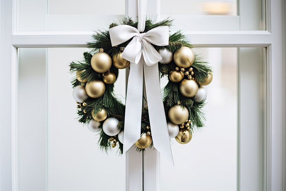 Christmas wreath christmas door anticipation. AI generated Image by rawpixel.