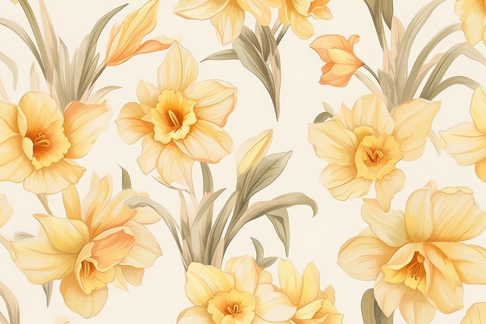 Daffodil pattern backgrounds wallpaper. AI generated Image by rawpixel.