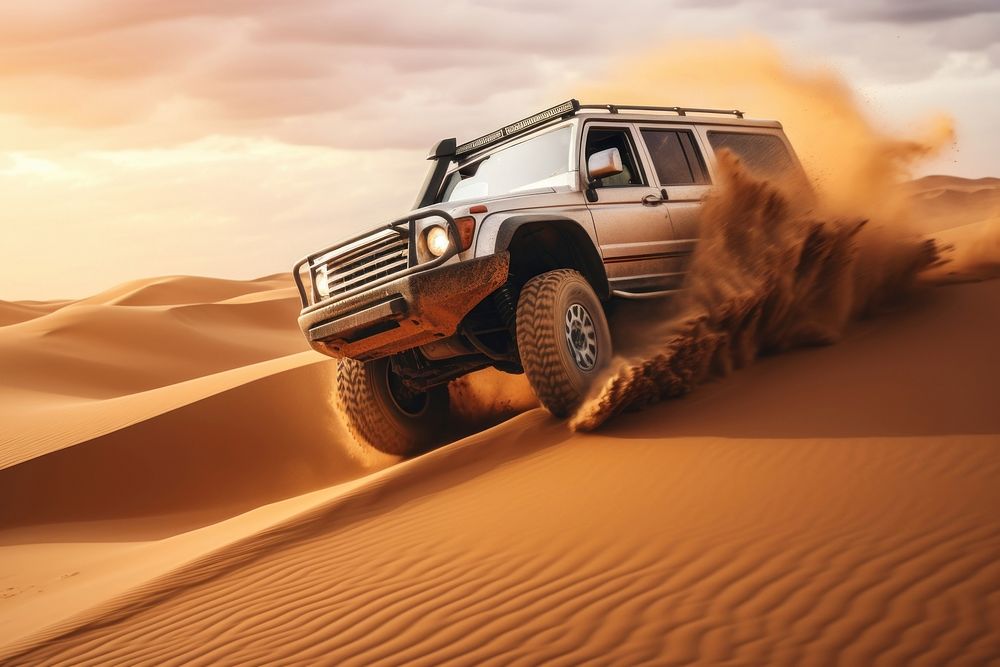Vehicle outdoors desert nature. AI generated Image by rawpixel.