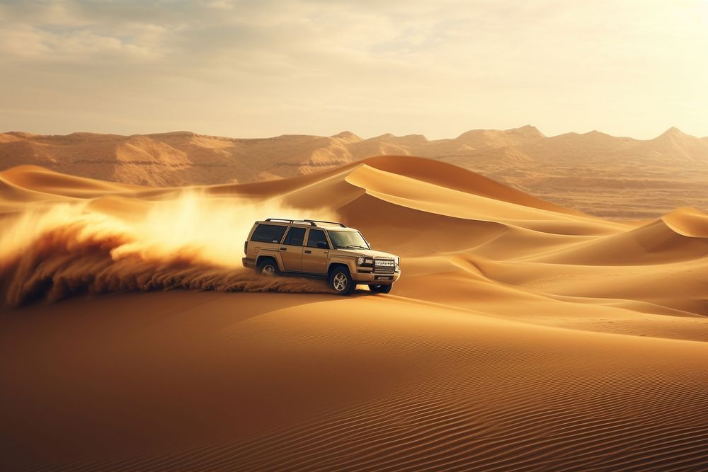 Vehicle outdoors desert nature. AI generated Image by rawpixel.