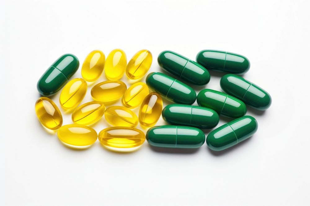 Medicine capsule yellow green. AI generated Image by rawpixel.