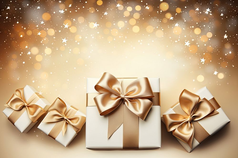 Christmas gift gold bow. AI generated Image by rawpixel.