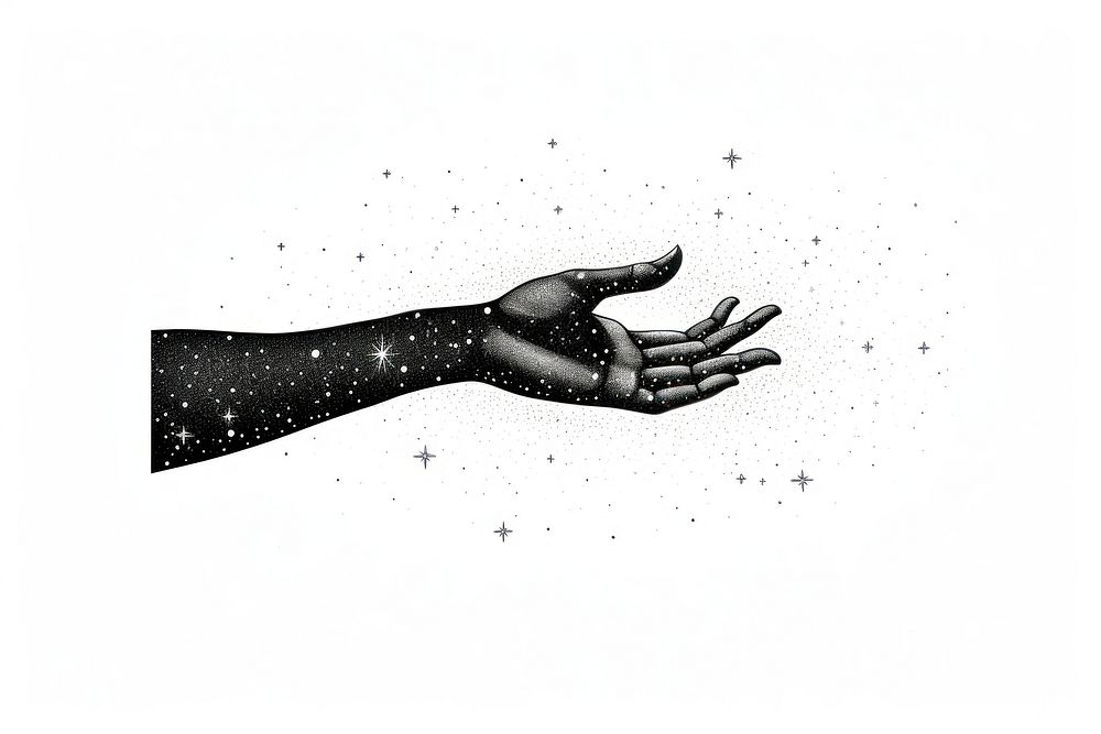 Magic hand white background monochrome astronomy. AI generated Image by rawpixel.