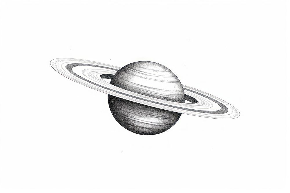 Saturn white background monochrome astronomy. AI generated Image by rawpixel.