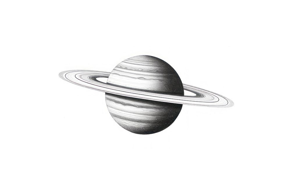 Saturn space white background monochrome. AI generated Image by rawpixel.