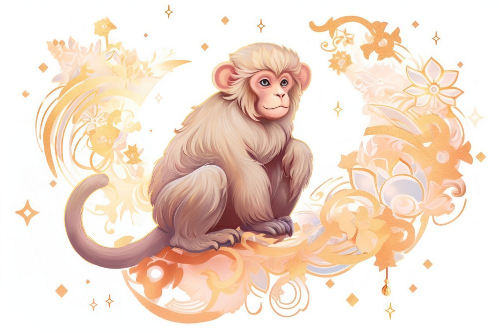 Monkey zodiac mammal animal representation. AI generated Image by rawpixel.