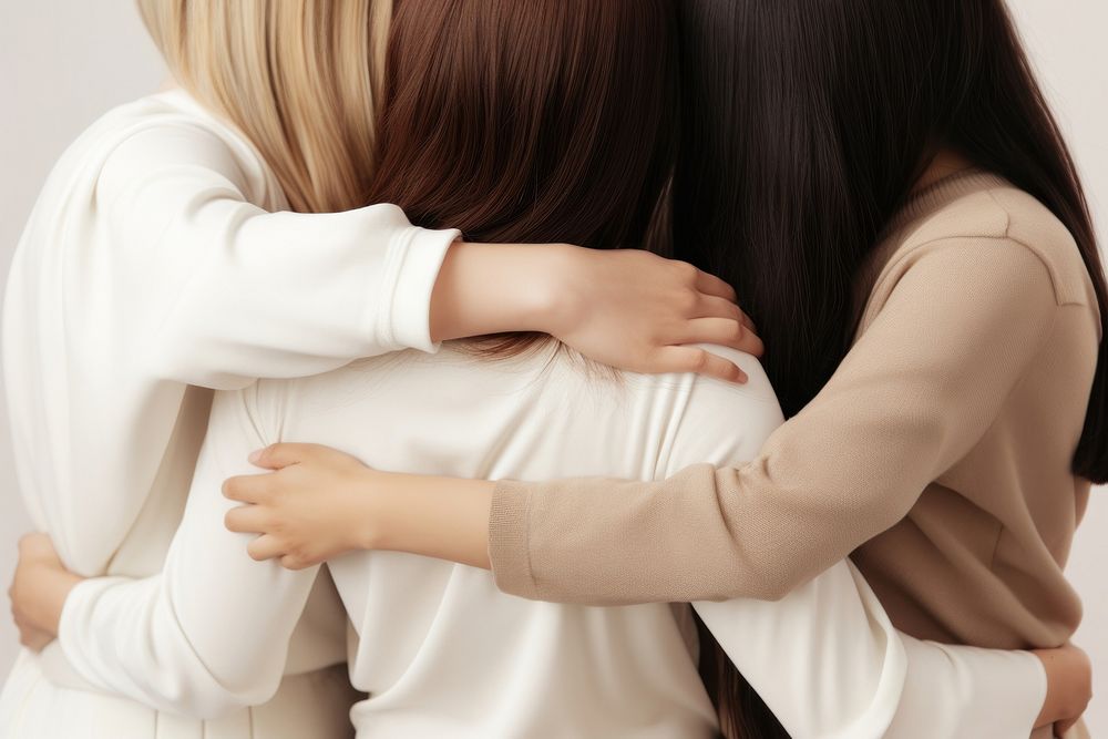 Hugging adult women togetherness. AI generated Image by rawpixel.