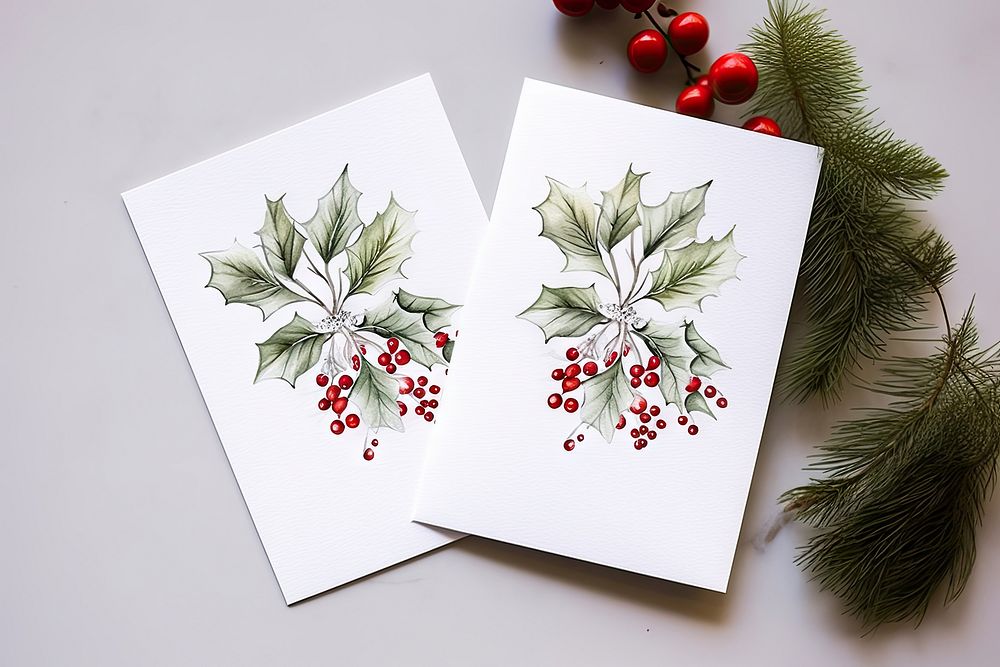 Christmas holly greeting cards christmas envelope paper. AI generated Image by rawpixel.