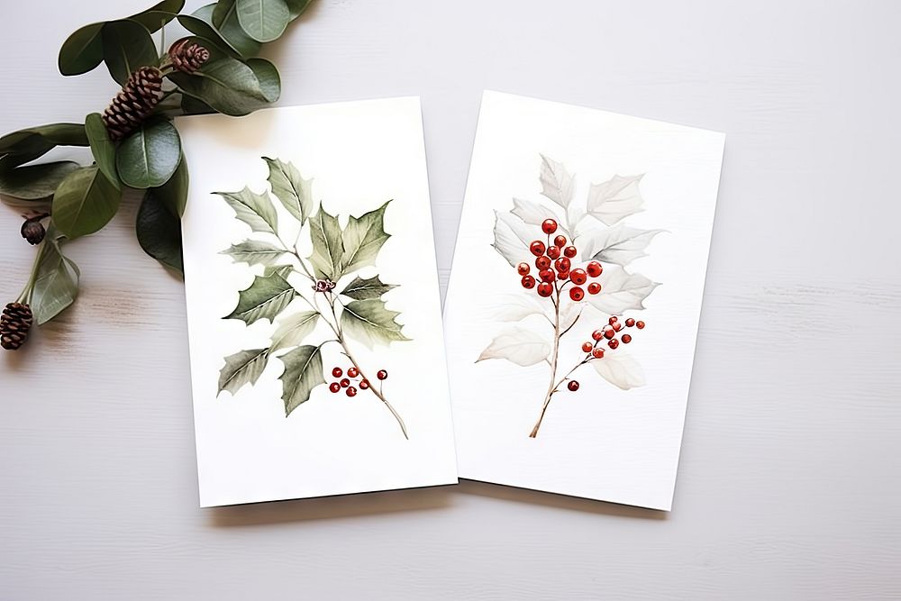 Christmas holly greeting cards christmas envelope plant. AI generated Image by rawpixel.