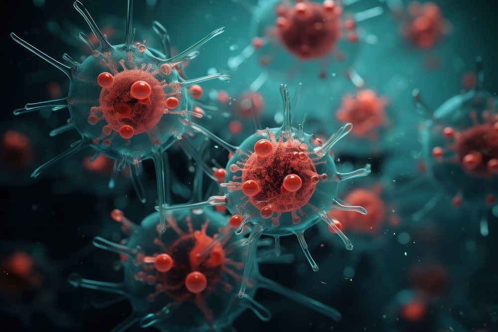 Virus underwater magnification microbiology. AI generated Image by rawpixel.