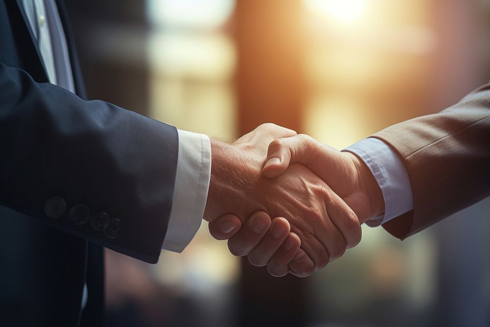 Man shake hand handshake agreement greeting. AI generated Image by rawpixel.