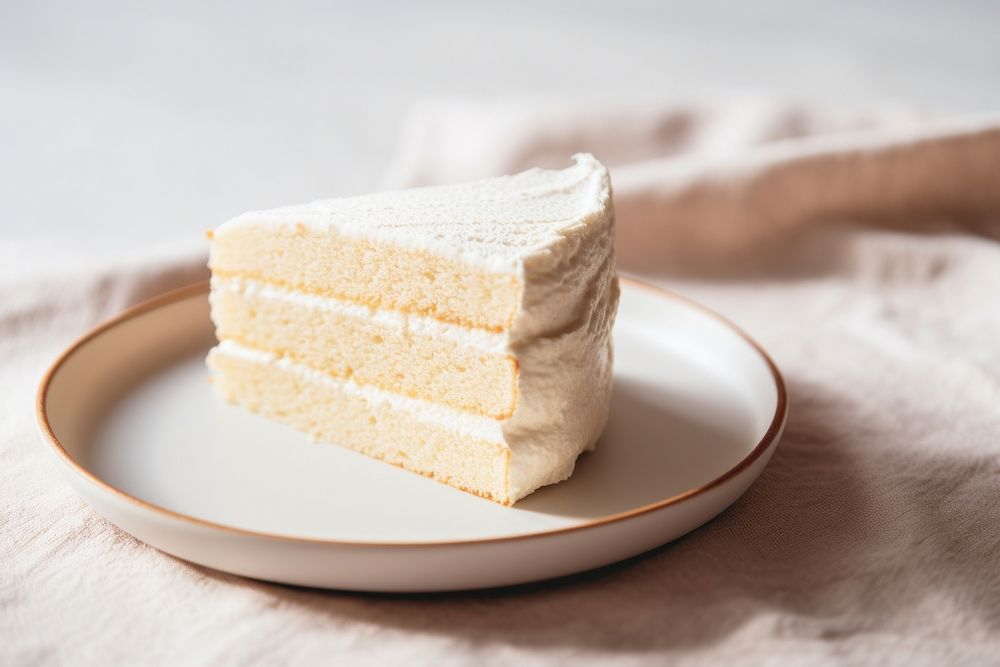 Vanilla Cake plate dessert food. AI generated Image by rawpixel.