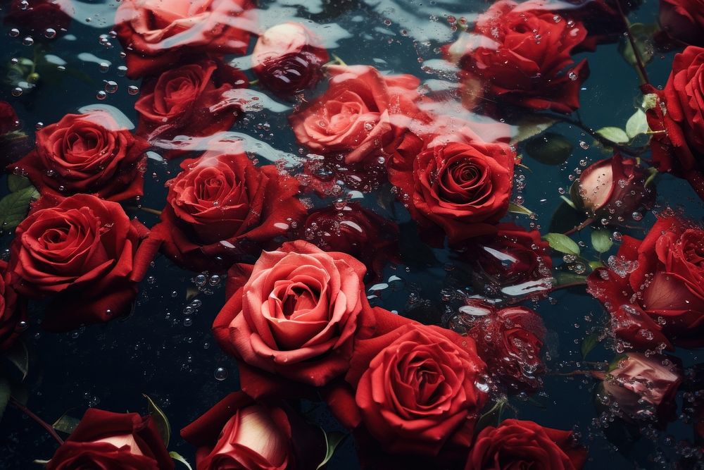 Red roses backgrounds underwater flower. AI generated Image by rawpixel.