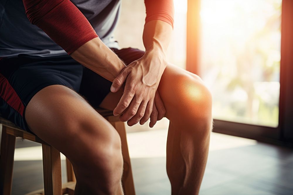 Sport man sports pain knee. AI generated Image by rawpixel.