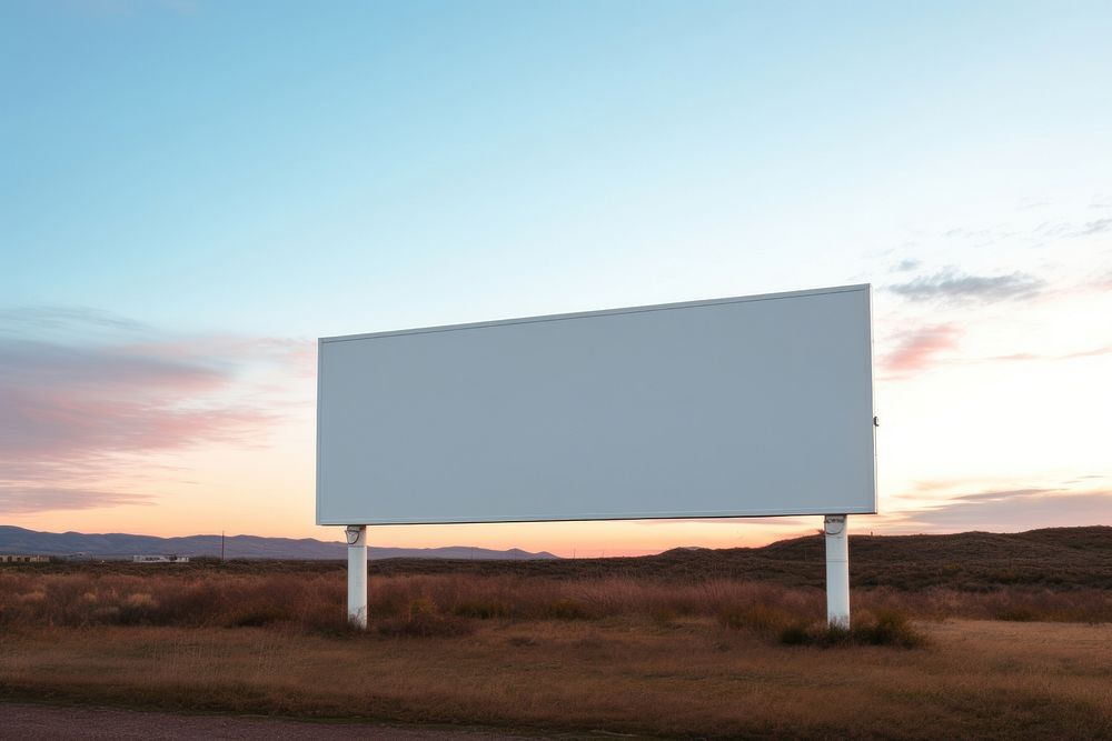 White billboard sunset sky advertisement. AI generated Image by rawpixel.