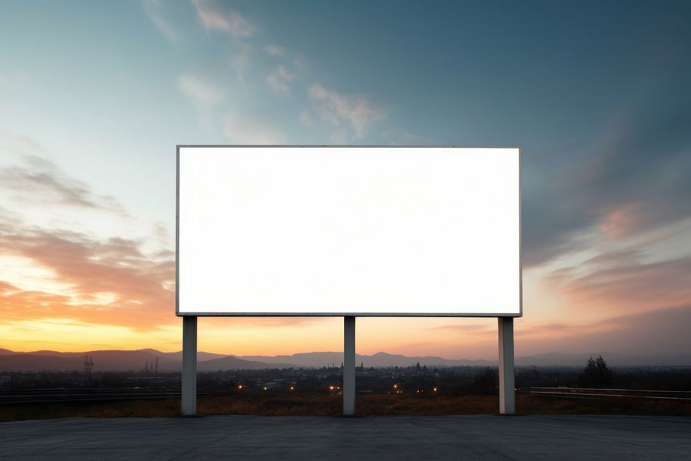 White billboard mock up sky outdoors sunset. AI generated Image by rawpixel.
