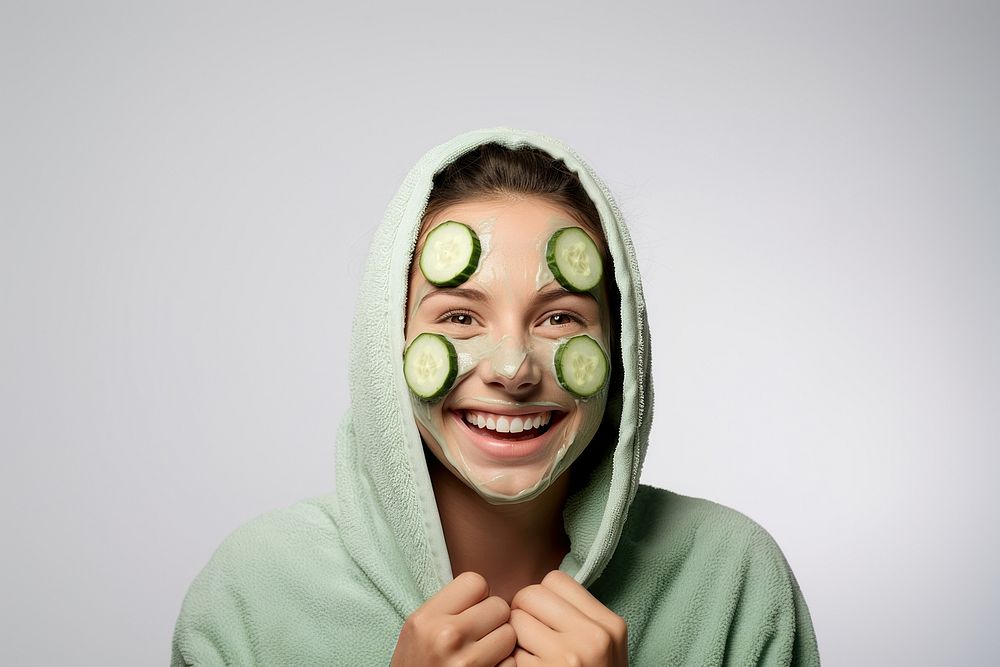 Woman portrait smile cucumber. AI generated Image by rawpixel.