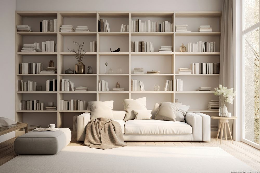 Books architecture furniture bookshelf. AI generated Image by rawpixel.