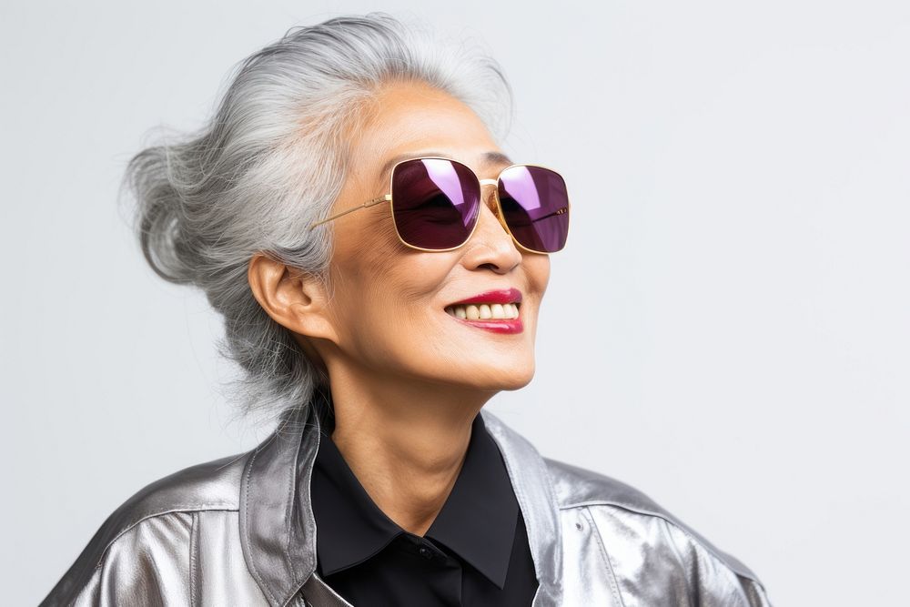 Senior asian woman sunglasses portrait adult. AI generated Image by rawpixel.