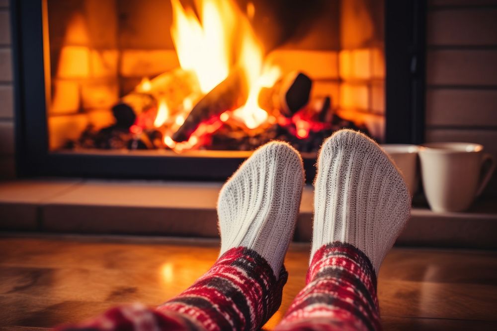 Fireplace sock holiday hearth. AI generated Image by rawpixel.