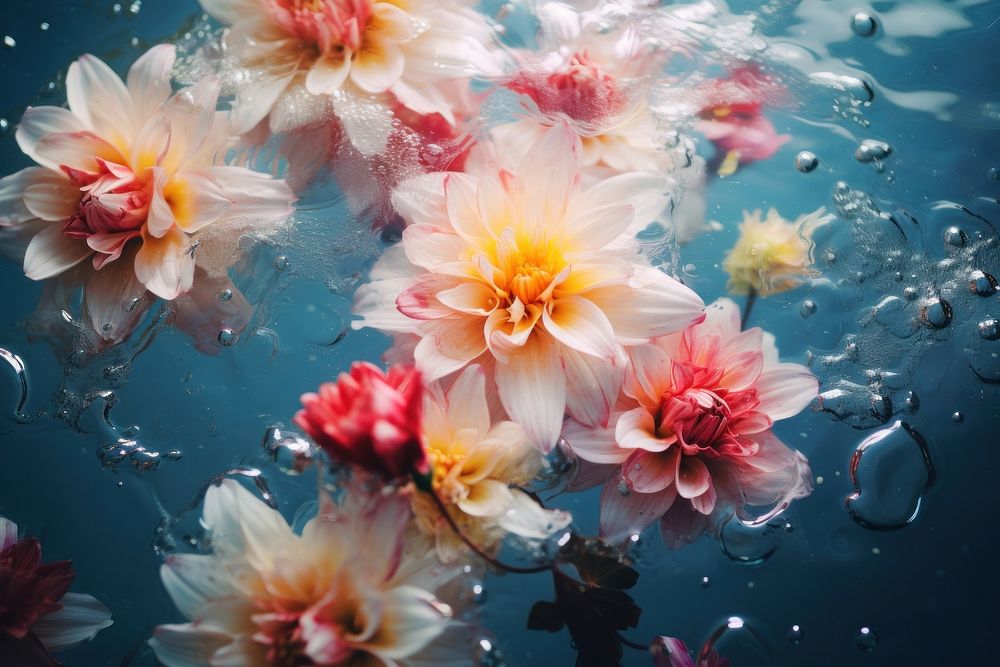 Flower underwater outdoors blossom. AI generated Image by rawpixel.