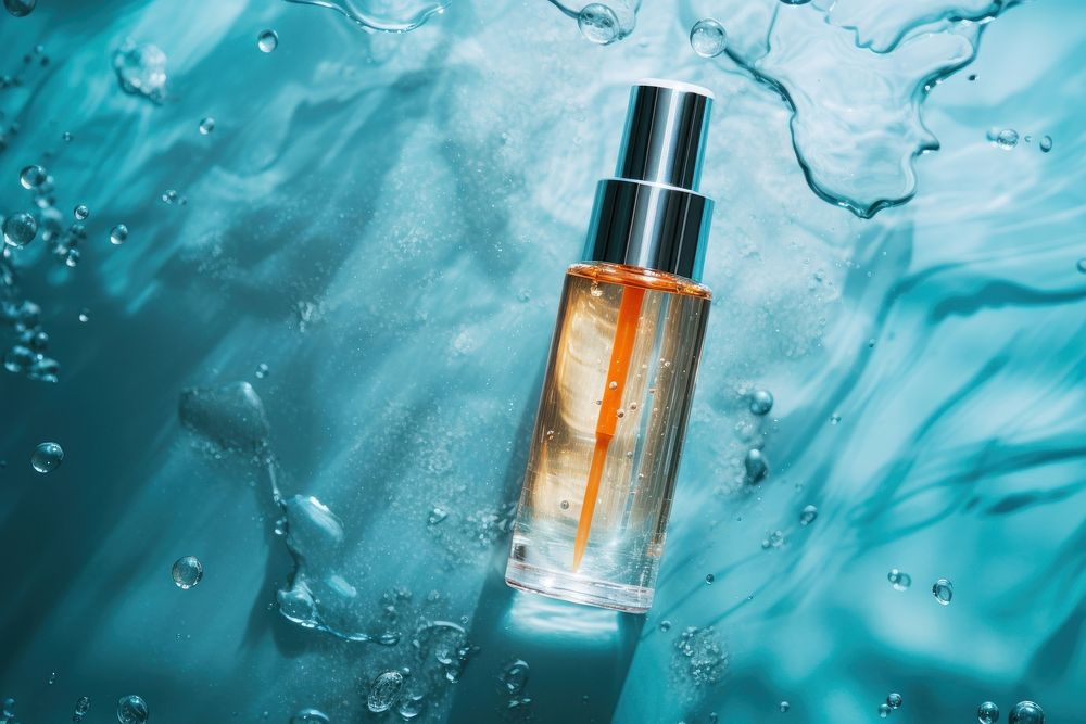 Bottle cosmetics perfume reflection. AI generated Image by rawpixel.