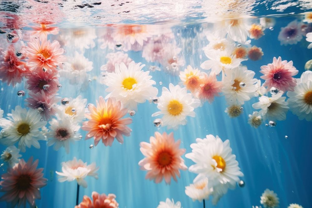 Flower backgrounds underwater outdoors. AI generated Image by rawpixel.