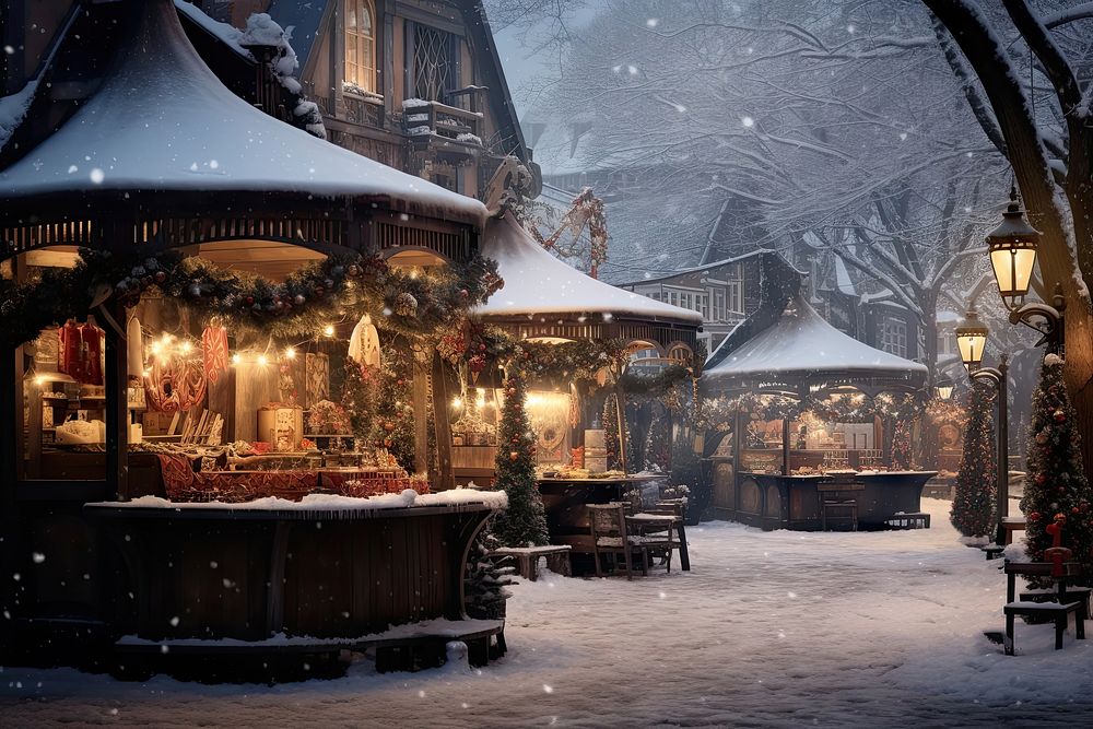 Christmas market christmas winter snow. AI generated Image by rawpixel.