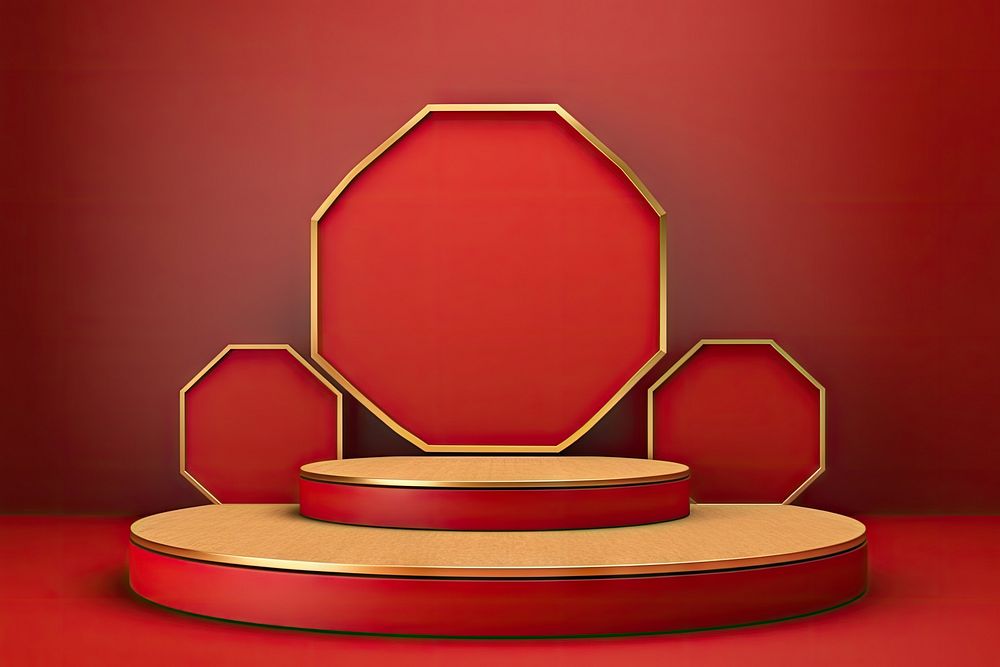 Chinese new year circle throne gold. AI generated Image by rawpixel.