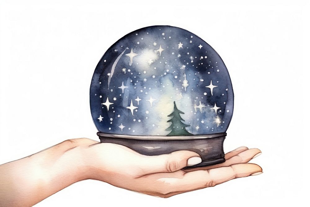 Hand holding snow globe illuminated celebration decoration. AI generated Image by rawpixel.
