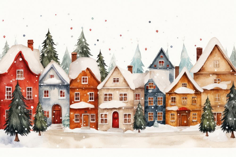 Wooden christmas old town tree architecture neighborhood. AI generated Image by rawpixel.