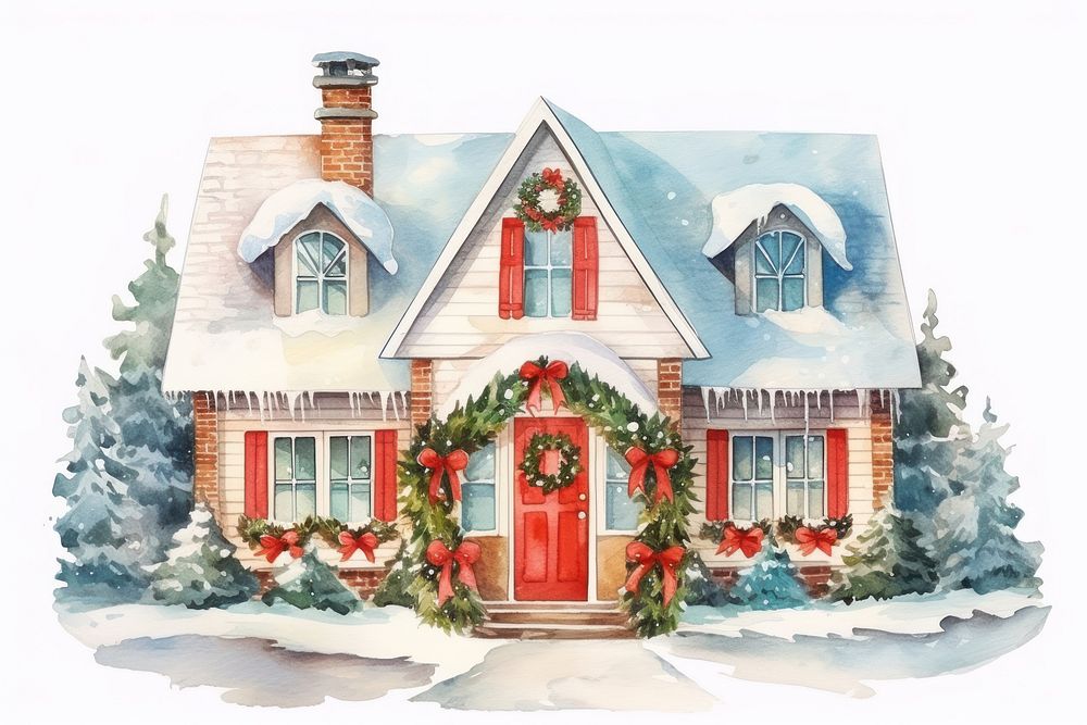 Christmas house architecture building cottage. AI generated Image by rawpixel.
