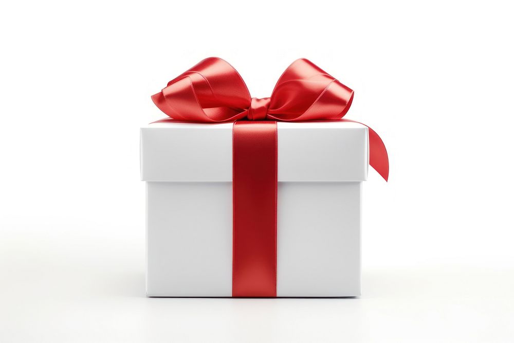 White gift box white bow red. AI generated Image by rawpixel.