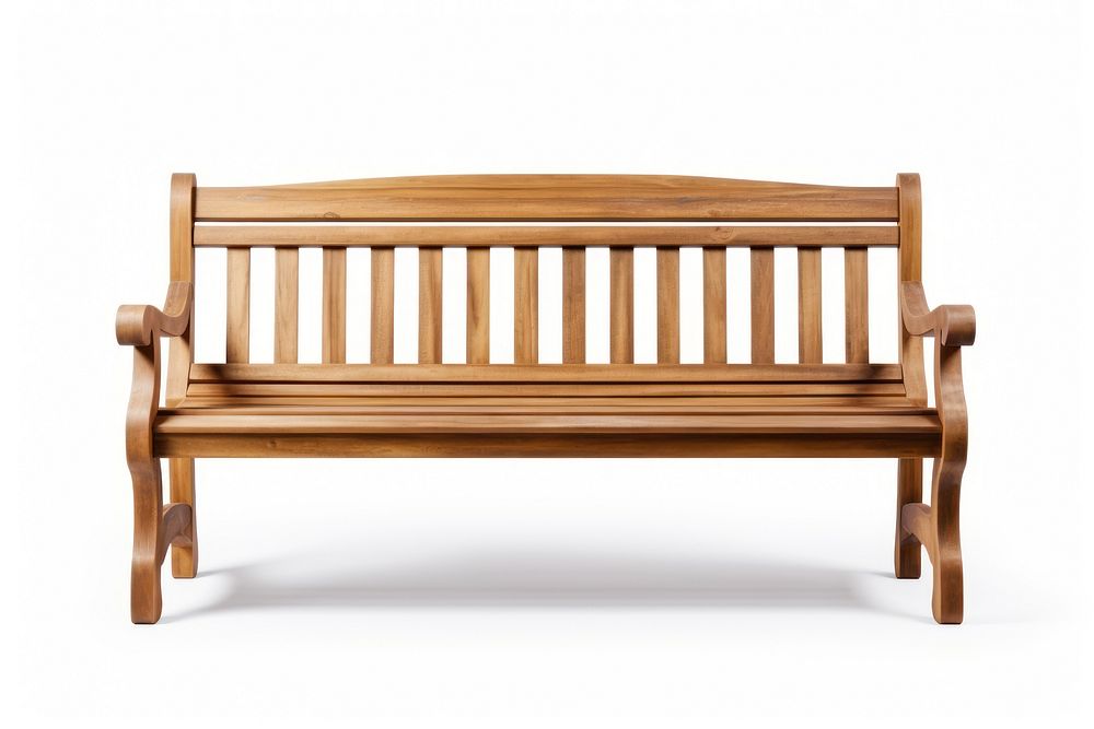 Wooden Bench bench furniture white background. AI generated Image by rawpixel.
