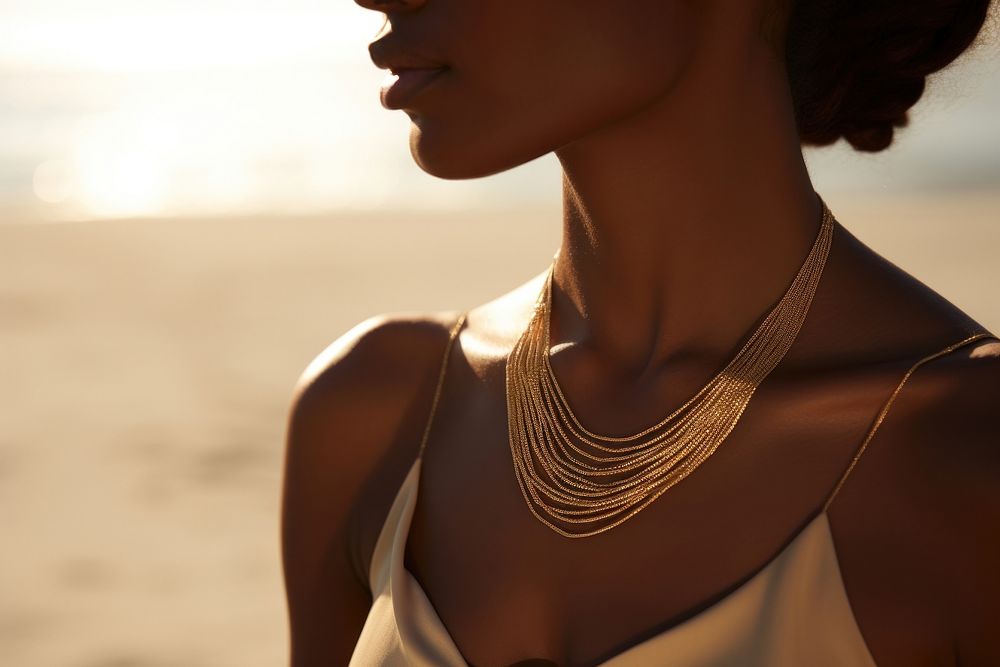 Gold necklace jewelry fashion adult. AI generated Image by rawpixel.