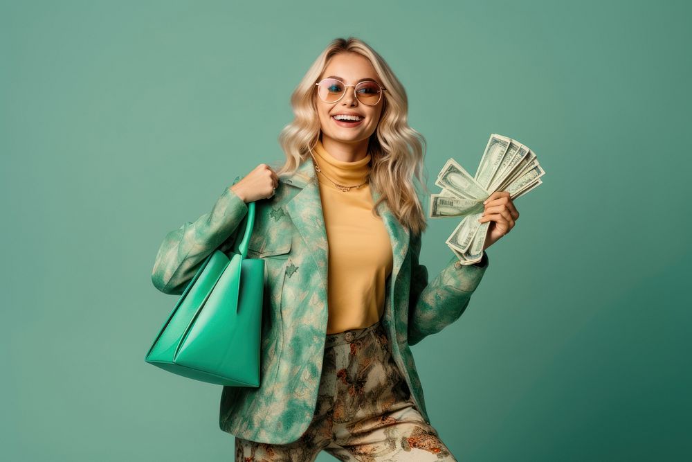 Happy woman carrying fashion holding. AI generated Image by rawpixel.