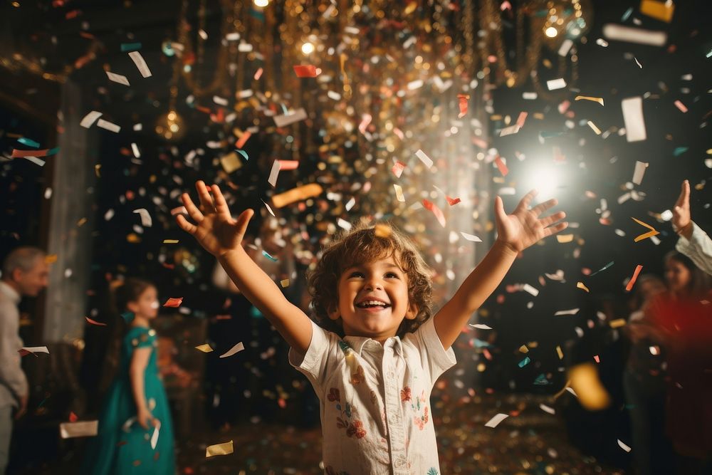 Christmas confetti party child. AI generated Image by rawpixel.