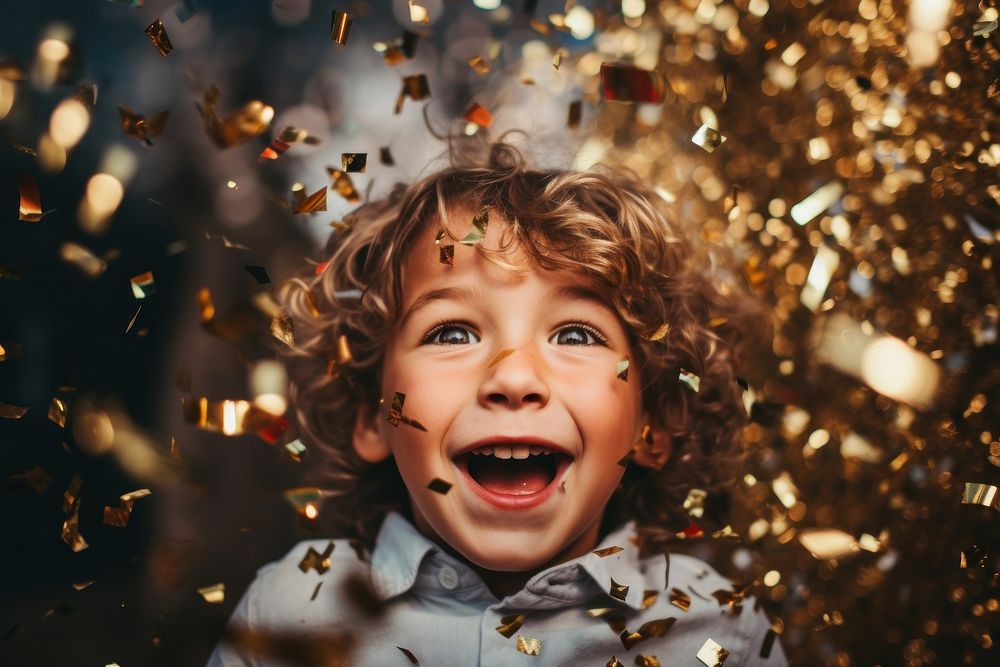 Christmas confetti portrait smile. AI generated Image by rawpixel.