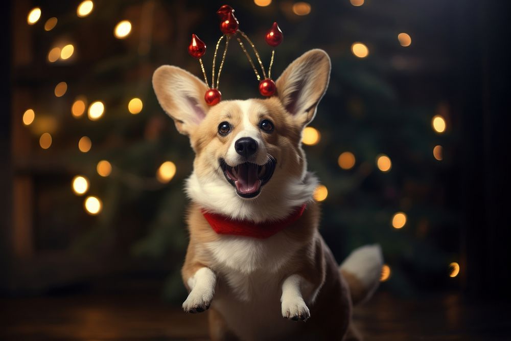 Happy Corgi dog decoration christmas. AI generated Image by rawpixel.