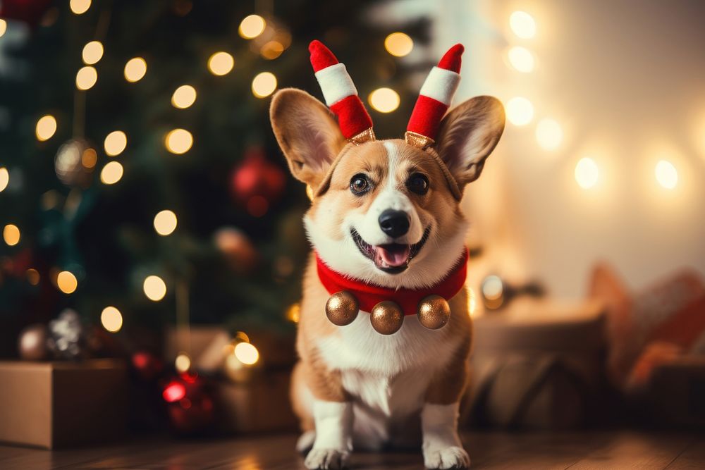 Happy Corgi christmas dog decoration. AI generated Image by rawpixel.