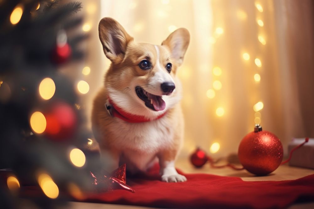 Corgi dog christmas decoration mammal. AI generated Image by rawpixel.