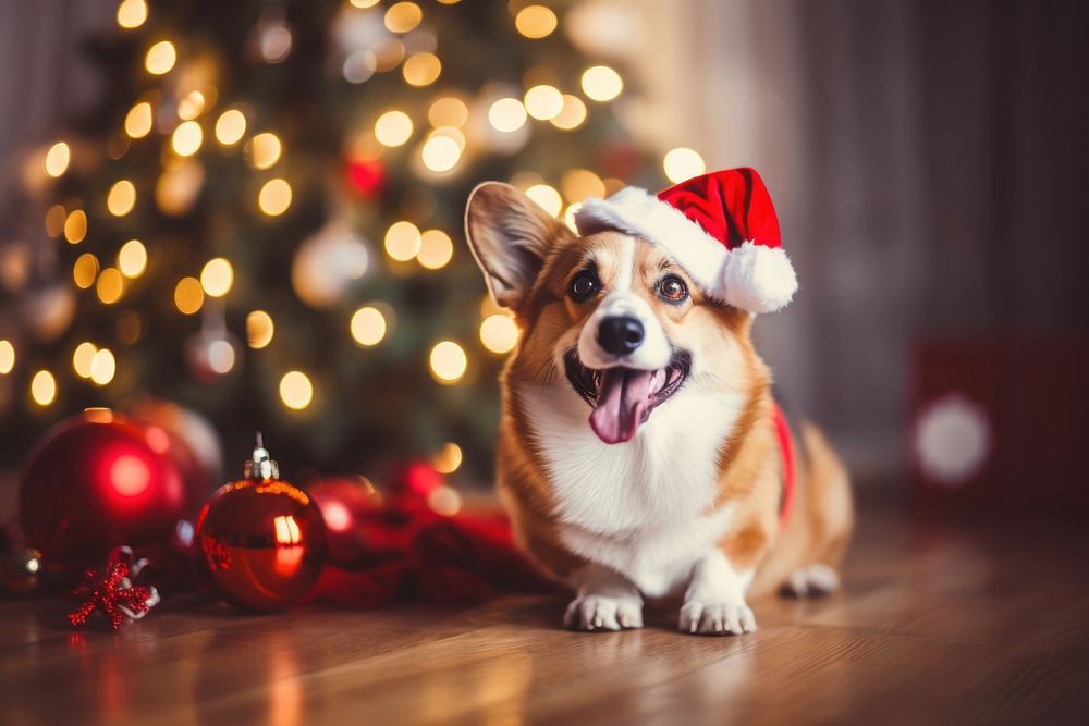 Corgi dog christmas decoration mammal. AI generated Image by rawpixel.