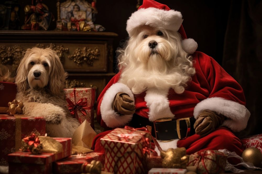 Christmas gifts christmas dog mammal. AI generated Image by rawpixel.