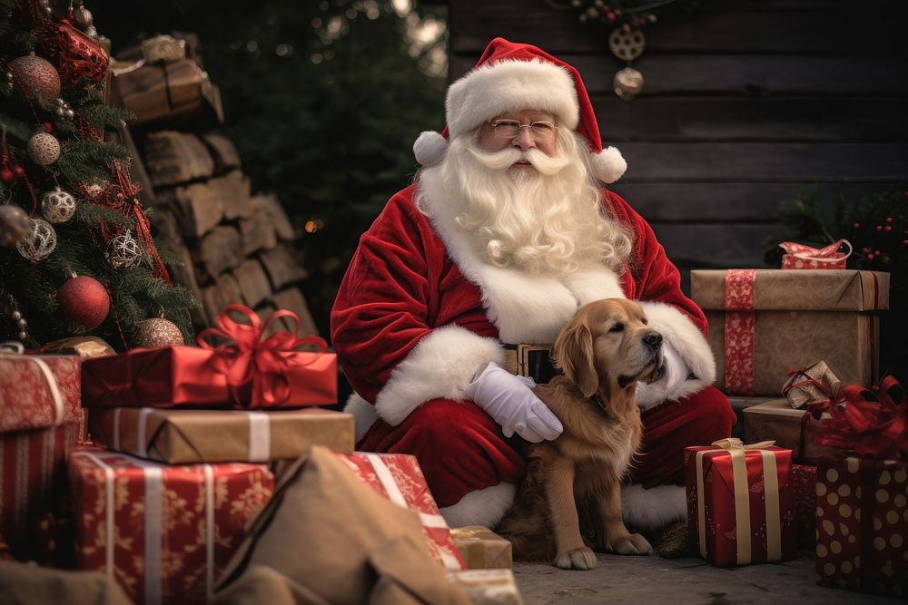 Christmas gift dog celebration. AI generated Image by rawpixel.