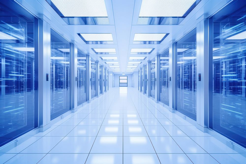 Datacenter computer server blue. AI generated Image by rawpixel.