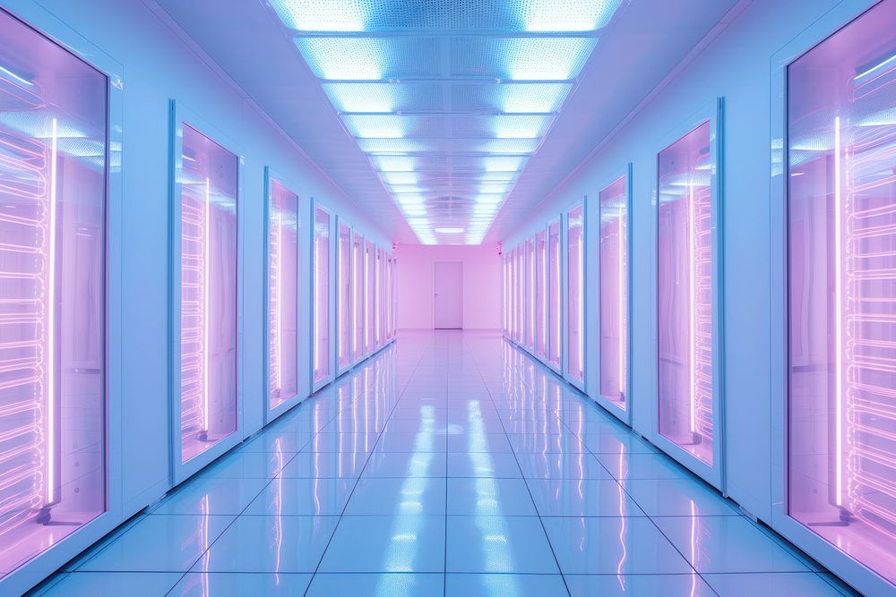 Machine data center architecture building corridor. AI generated Image by rawpixel.